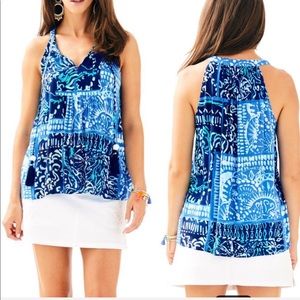 Lilly Pulitzer Sleeveless Blue and White Avery Top